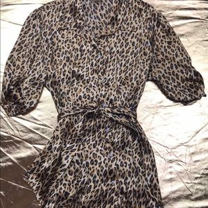 Leopard animal print satin shirt USA made